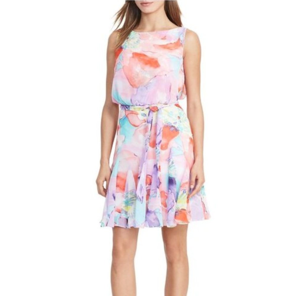 Lauren Ralph Lauren ~ Floral Watercolor Dress ~ 18